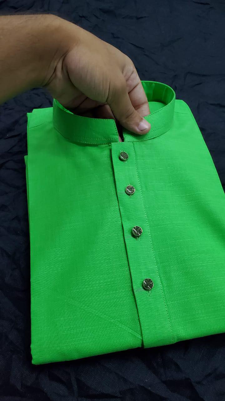 স্লাব কটন ও মেটাল বাটন পাঞ্জাবি লেমন