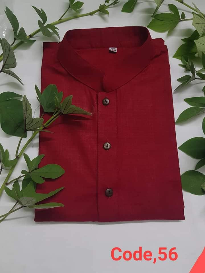 স্লাব কটন ও মেটাল বাটন পাঞ্জাবি খয়েরী