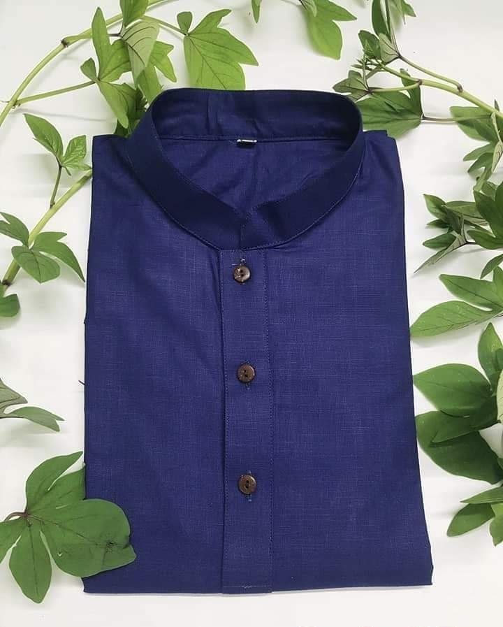 স্লাব কটন ও মেটাল বাটন পাঞ্জাবি ডার্ক নেভী