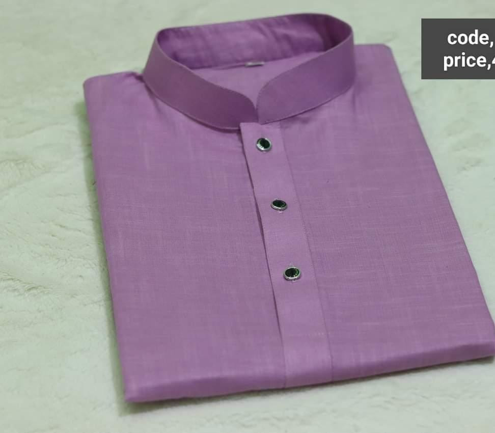 স্লাব কটন ও মেটাল বাটন পাঞ্জাবি ল্যভেন্ডর