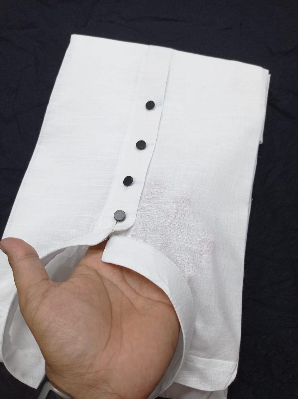 স্লাব কটন ও মেটাল বাটন পাঞ্জাবি হোয়াইট