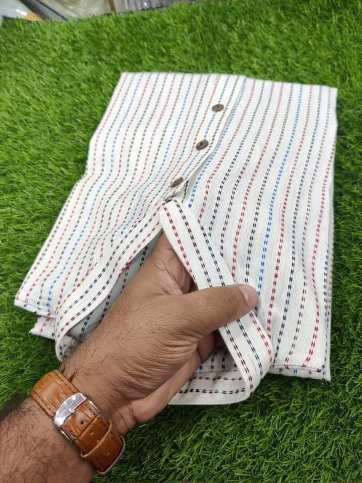 সাদা কাতান খাদি পাঞ্জাবি