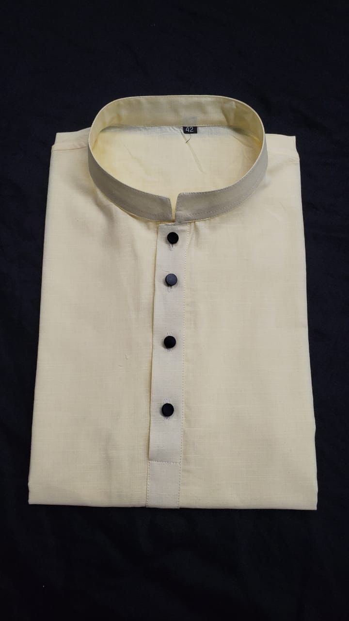 স্লাব কটন ও মেটাল বাটন পাঞ্জাবি অফ হোয়াইট